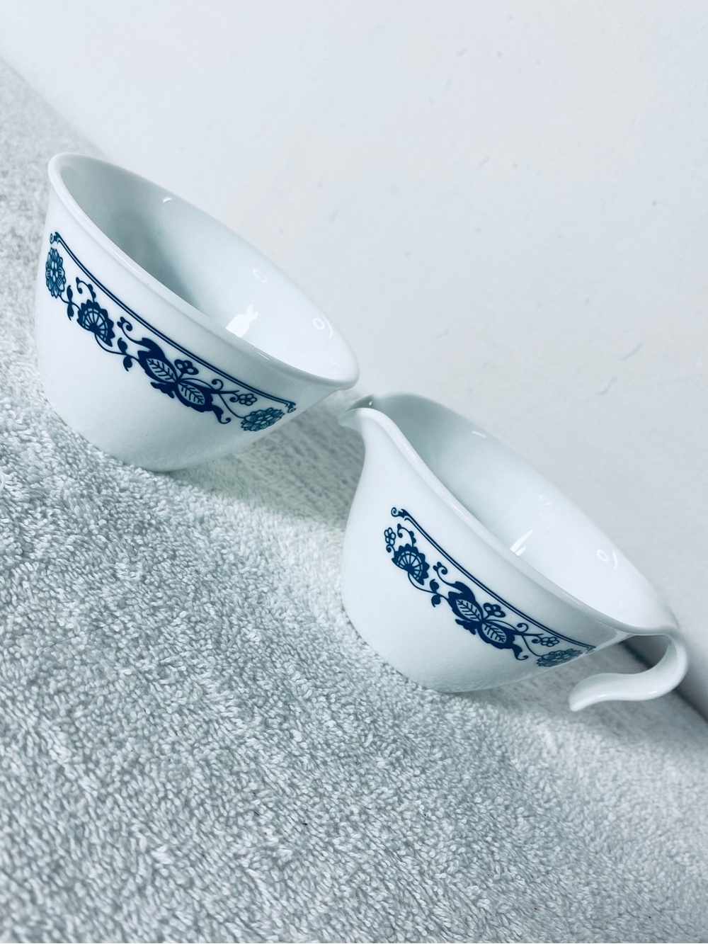 Vintage Corelle Old Town Blue Creamer And Sugar Bowl Set 2pc Cottagecore Granny